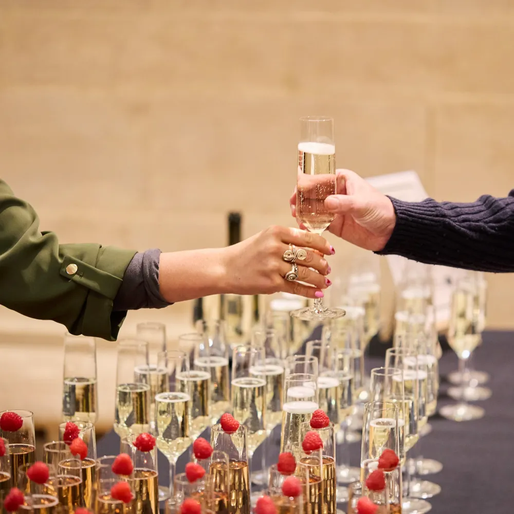 serving champagne at event